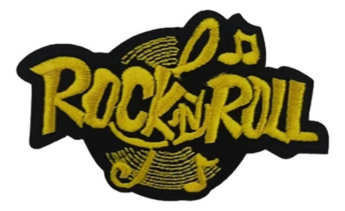 Parche Bordado Termoadhesivo Rock N´ Roll Amarillo