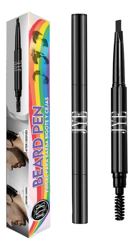 Pincel Retractil Jye 2 En 1 Cejas Barba Bigote Men Pride 6pz Color Negro