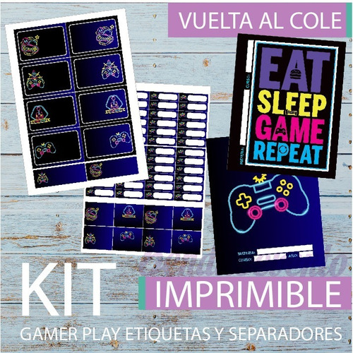 Kit Imprimible Play Gamer Etiquetas Escolares Editable