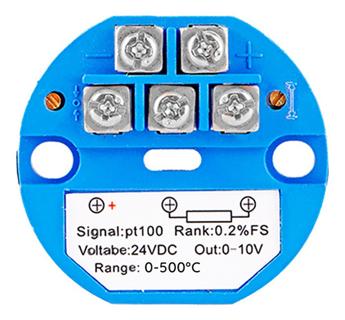 Transmisor De Temperatura  Pt 100, 0-500 C,  Salida: 0-10 V