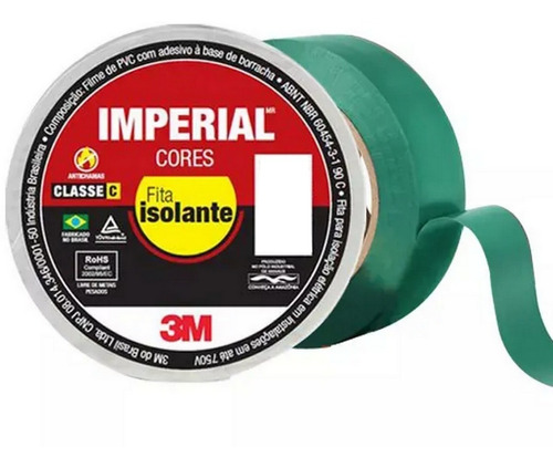 Kit C/ 10 Fita Isolante Imperial Verde 18mm X 20m 3m