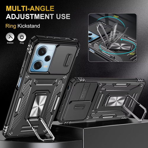 Funda Uso Rudo Cámara Para Poco M6 Pro 5g Carcasa+mica Negro Xiaomi Poco M6 Pro 5g/redmi 12 4g/5g