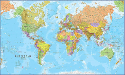 Mapa Geográfico, Mapas Internacionales, Laminado, 122 X 198 