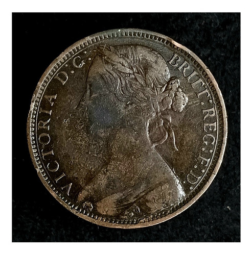 Gran Bretaña 1 Penny 1874 H Mb Km 755 Fecha Grande Cinta Fin