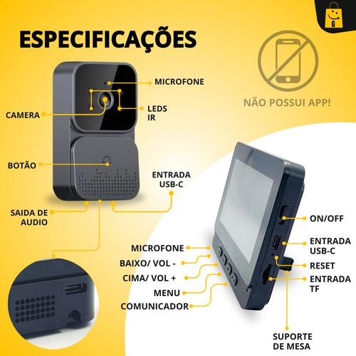 Vídeoporteiro Residencial Módulo Interno E Externo Ivr 1070u