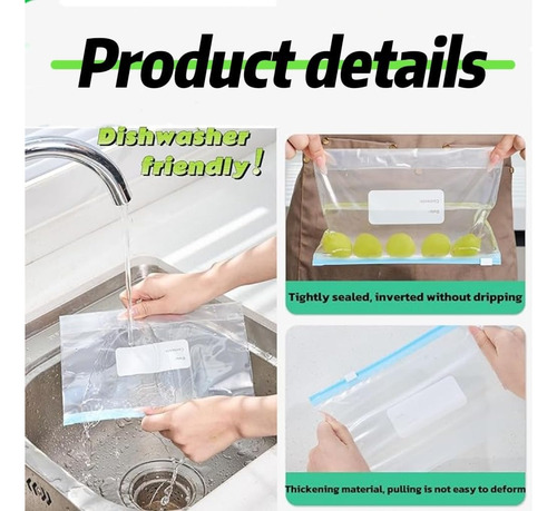 10 Bolsas De Almacenamiento Con Cierre Reutilizables