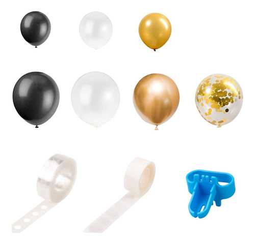 Kit De Arco Y Guirnalda De Globos De Oro Negro, 120 Unidade