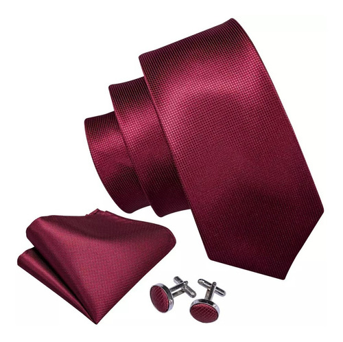 B430 Seda | Corbata Pañuelo Mancuernilla - Roja Quemado