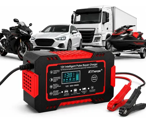 Carregador Inteligente De Bateria Automotiva 12v 6a Bivolt Recupera Baterias 4ah A 100ah indobest Todos Veículos Moto Carro Caminhão Barco