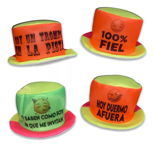 25 Galeras Fluo Con Frase, Sombreros Fluo