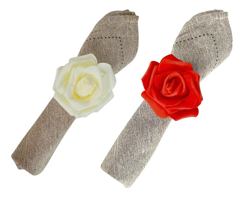 Argola Para Guardanapos Rosas 10 Unid Flor Artificial Flores