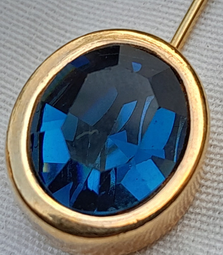 Pinche Corbatero Corbata Oro Baño Gold Cristal Topacio Azul 