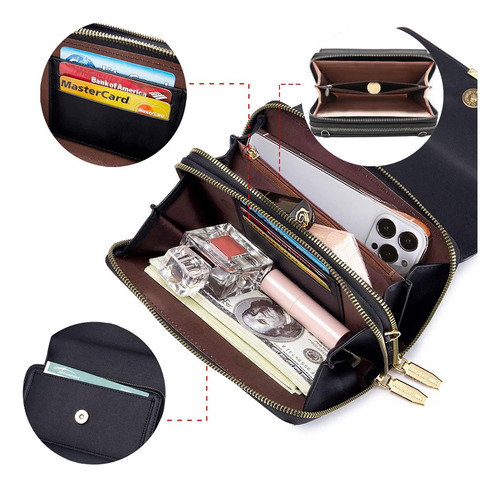 Bolso Bandolera Pequeño Mujer Con Doble Cremallera Y Compart