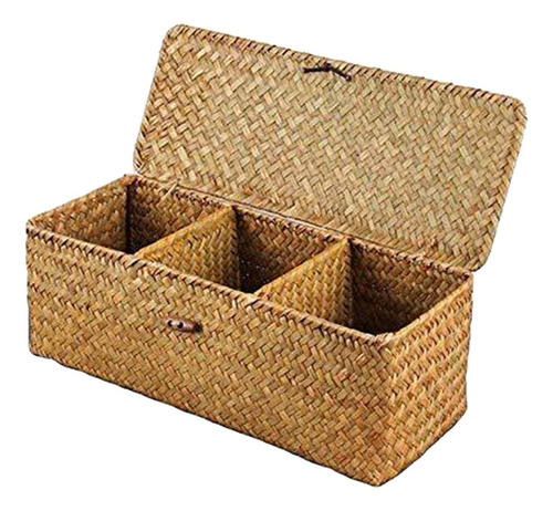 7p Cesta De Almacenamiento Multiusos Con Tapa Tejida 3