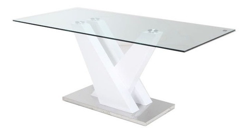 Mesa Modelo Vanna Tapa Vidrio Base Central 200x100 Cm