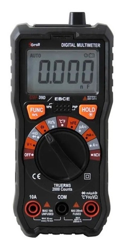Imagen 1 de 6 de Multímetro Tester Digital True Rms Ncv Autorango Gmf-39d