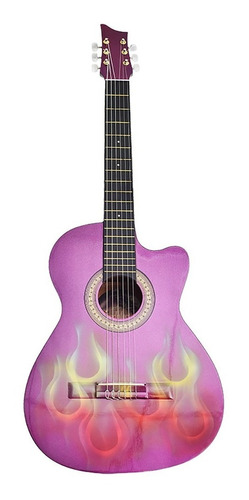 ¡ Guitarra Acústica Para Estudio Boquete Color Rosado !!
