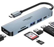 Comprar Hubs Usb C 6 En 1 Adaptador Lector Sd Pd Hdmi Adaptador