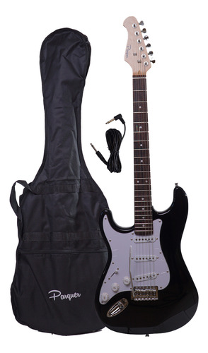 Guitarra Eléctrica Parquer Stratocaster Negra Tilo y Palo de rosa Color Negro Para Zurdos