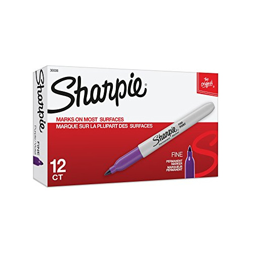 Sharpie Marcadores Permanentes, Fine Point, Púrpura, 12-pack