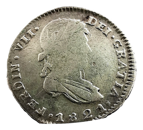 Moneda Original Plata 1 Real 1821 Fernando Vii