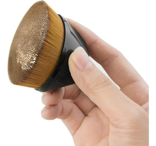 Brocha Facial Kabuki Plana Maquillaje Base Corrector Polvo Tipo De Piel Color Lila