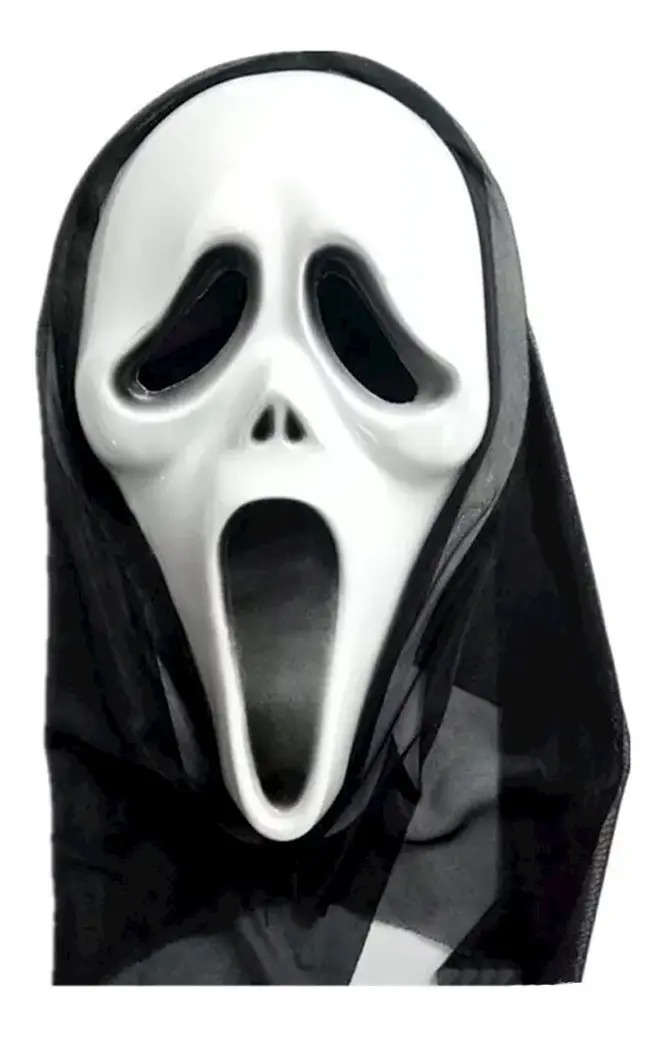 Máscara Hallowen Filme Panico Com Capuz Terror Festa Cosplay Cor Branco
