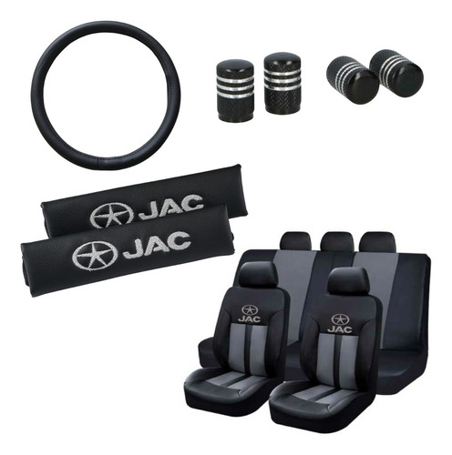 Funda Ecocuero Jac Motors + Cubre Volante Y Cinturon + Tapas