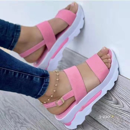 Sandalias Ligeras Cuña Mujer, Zapatos Plataforma Con Tacones