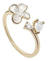 Anillo Abierto Mujer Circón Flor Super Flash Ajustable J604j