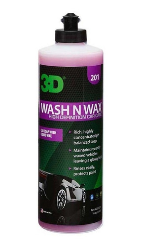 Shampoo 3d Wash N Wax Ph Neutro Con Cera 1/2 Litro