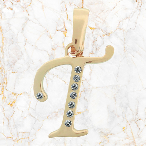 Dije Inicial Letra T Oro 14k Tamaño 2cm + Cadena De Regalo