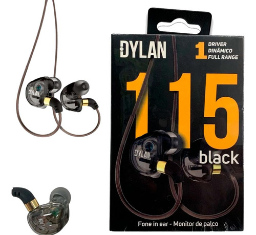 Fone De Ouvido In Ear Dylan De-115 Monitor De Palco Preto