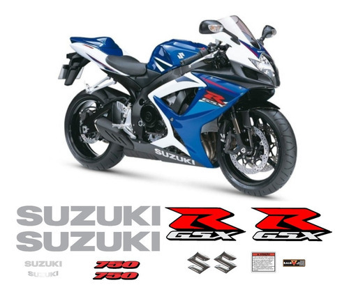 Kit Jogo Emblema Adesivo Suzuki Gsxr 750 Cr20 Cor padrão