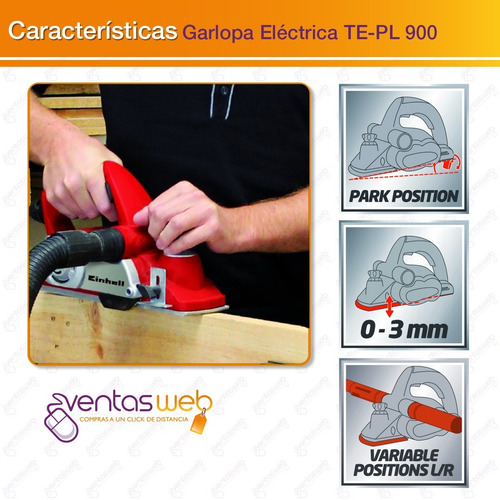 Imagen 4 de 7 de Cepilladora Garlopa Einhell De Mano 900w 82mm + Repuesto