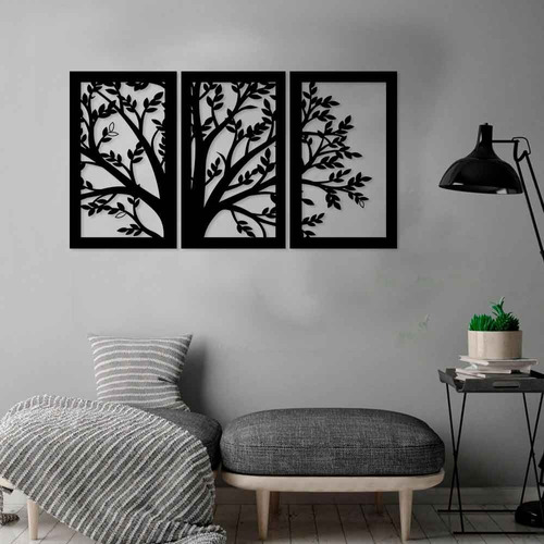 Conjunto 3 Placas Quadros Decorativos Árvore Da Vida Mdf 3mm