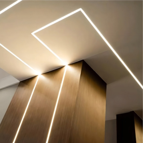 Perfil P/ Fita Led Embutir Largo 50mm Gesso Drywall 2 Metros Cor Branco