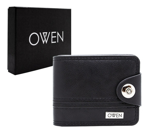 Owen Billetera Hombre De Negro Eco Cuero Owbi10 Cuotas