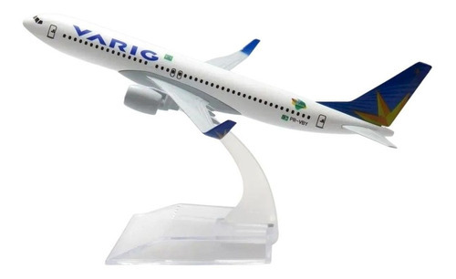 Avião Comercial Boeing 737 Varig - Metal 15,5 Cm