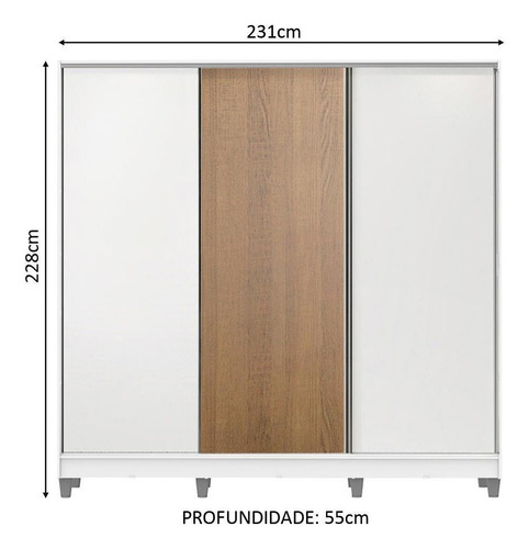 Ropero Closet Madesa Royale 3 Puertas con Pies Color Blanco