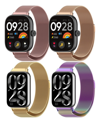 4 Correas Milanesa Para Xiaomi Mi Band 8 Pro / Redmi Watch 4