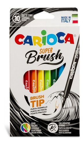 Marcadores Punta Pincel Carioca Brush X10 Colores