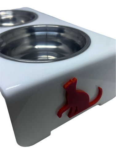 Comedouro Duplo Elevado Com Tigela De Inox P Cão / Gato