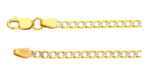 Cadena De Oro Amarillo Con Diamantado Platinado De 14k 50 Cm