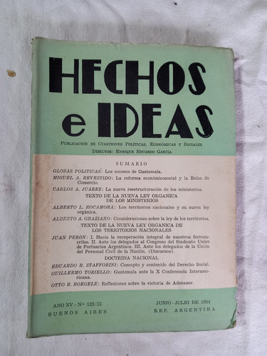 Hechos E Ideas 1954 Revestido Juárez Perón Rocamora Graziano