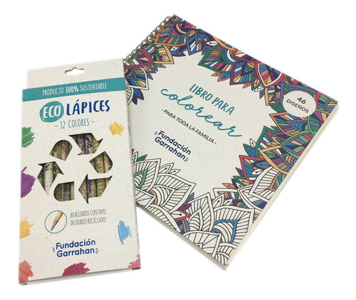 Imagen 1 de 10 de Eco Kit Libro Y Lápices Para Colorear - Fundación Garrahan