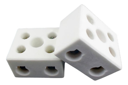 Imagem 2 de 3 de Conector Porcelana Grande 2p 16mm 10 Pçs