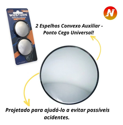 Imagem 6 de 7 de 2 Espelhos Convexo Auxiliar -universal Ponto Cego Resistente