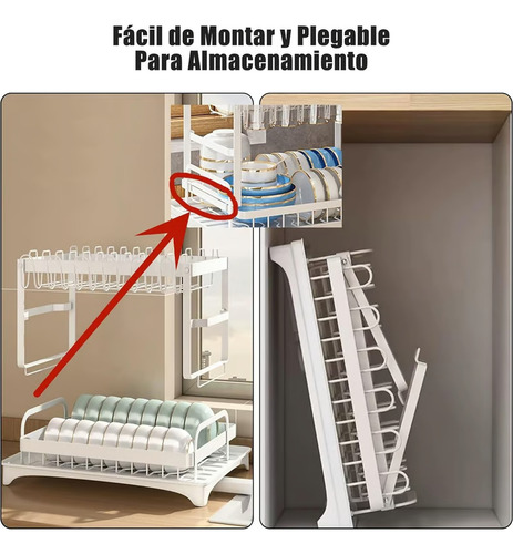 Secador Escurridor Loza Platos 2 Niveles Drenaje Automático