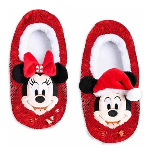 Pantuflas Navidad Mickey Y Minnie Mouse T 5-6 Adulto Disney